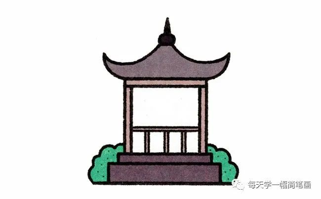 每天学一幅简笔画-十多种亭台楼阁简笔画的画法大全