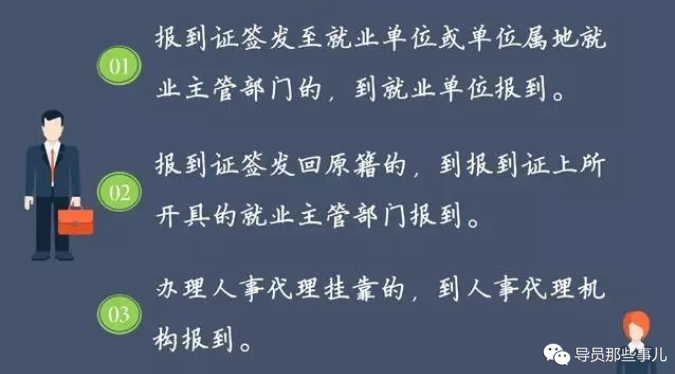 1,报到证签发至就业单位或单位属地就业主管部门的,到 就业单位报到