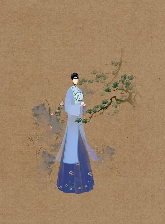 古风人物插画,古装无脸群像,金陵十二钗! (来自:史学小萌新)