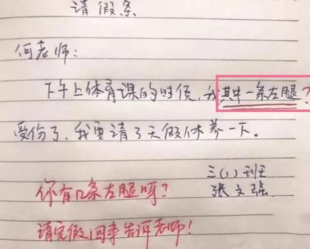 小学生"奇葩请假条"走红,一本正经地"搞事情",老师
