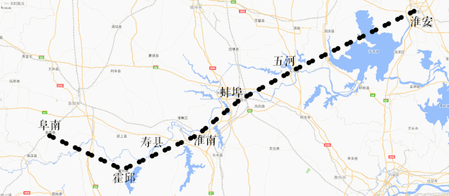 示意图/图片源自网络规划中的沿淮铁路,从淮安出发,终于河南省淮滨县