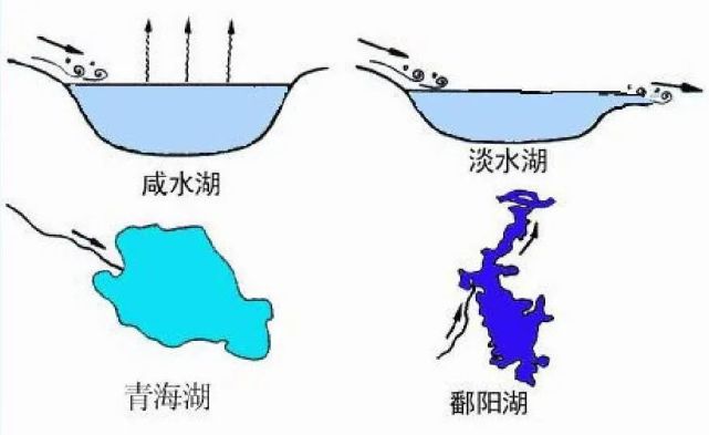 湖泊按成因可分为构造湖,火山口湖,冰川湖,堰塞湖,喀斯特湖,河成湖,风