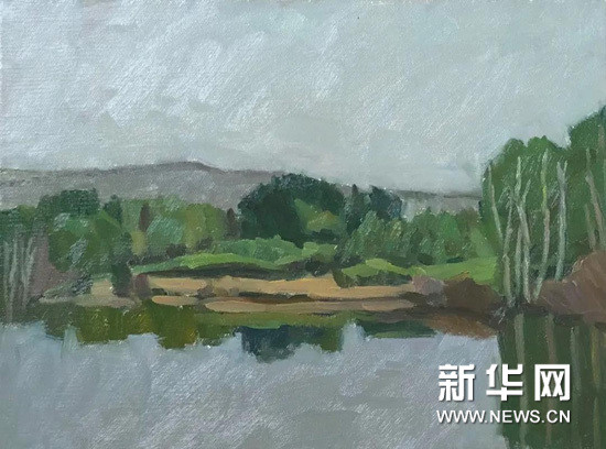 塞罕坝风景 布面油画 40x30cm 2018年