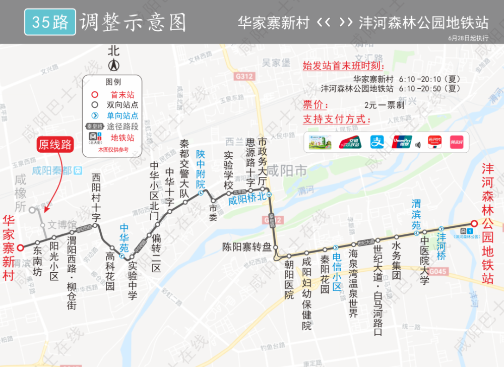 咸阳59路恢复运营!35路公交线路进行双向调整!