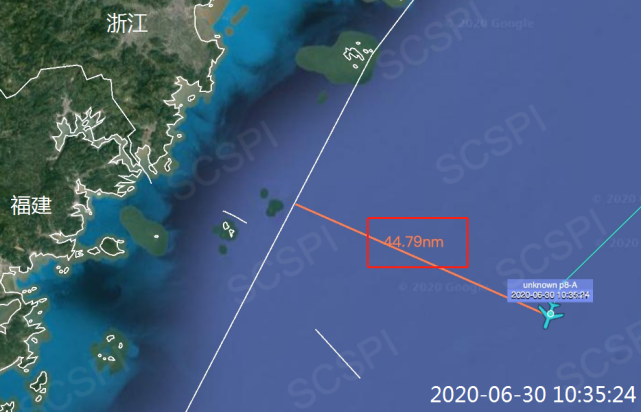 6月30日,p-8a距离大陆领海基线只有44.79海里