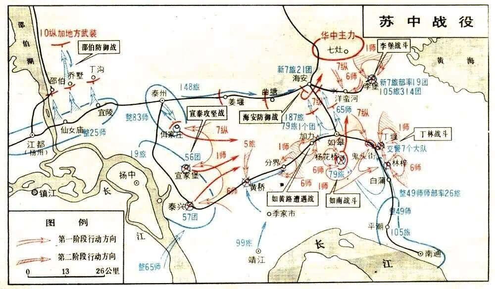 1946年苏中战役局势图