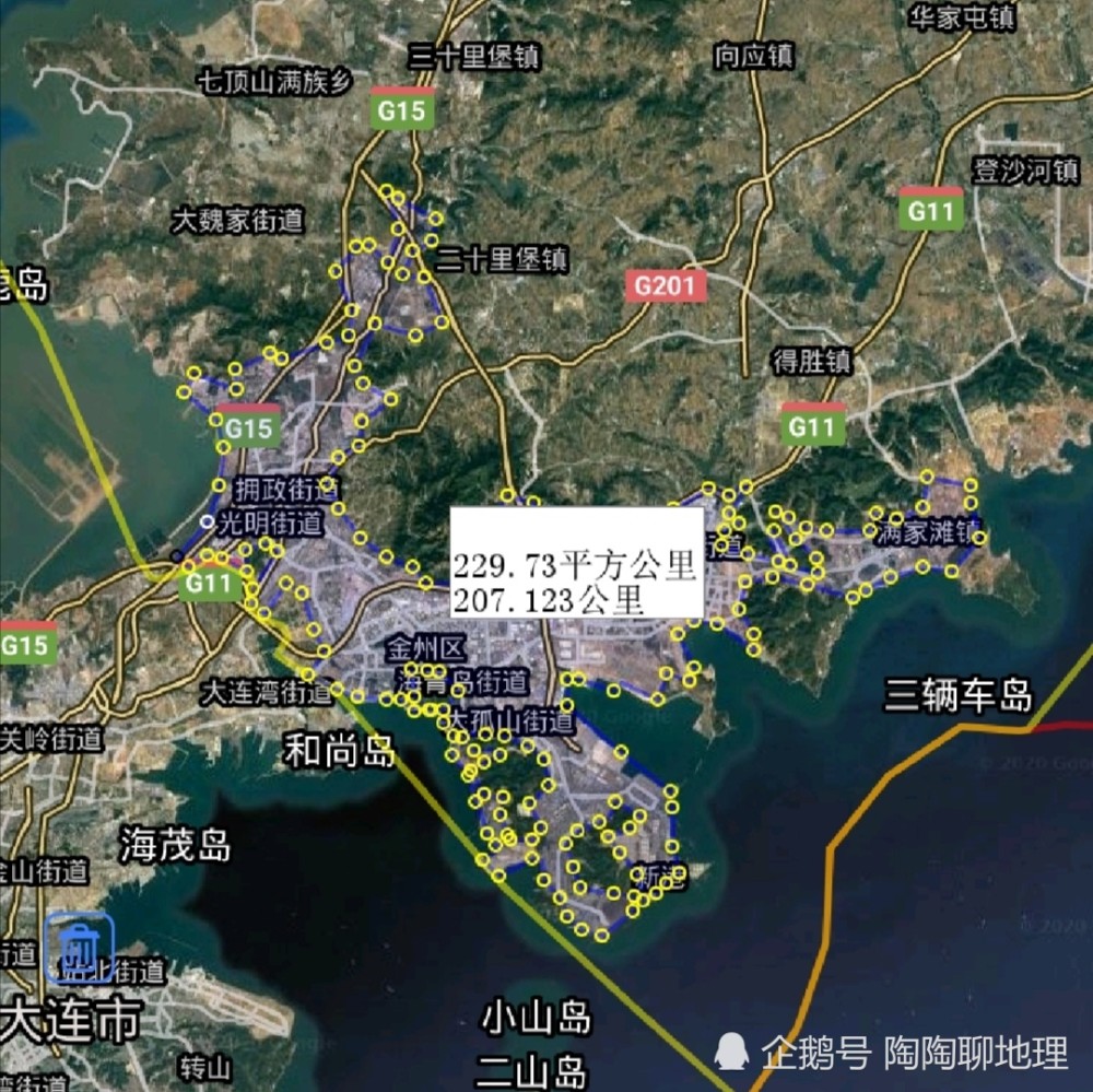 大连市建成区面积排名,金州区最大,长海县最小,来了解