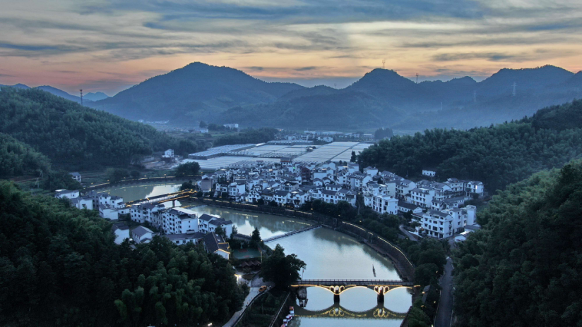 美丽乡村电靓下姜,巍峨铁塔为经济建设带来强劲电力 蒋哲峰 摄