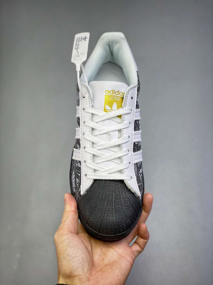 adidas superstar 三叶草3m反光炸街款贝壳头板鞋