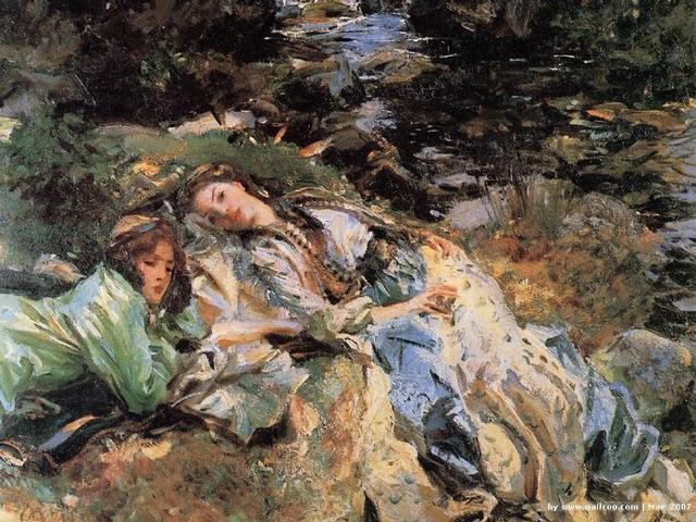 美国画家萨金特油画中的美女肤如凝脂