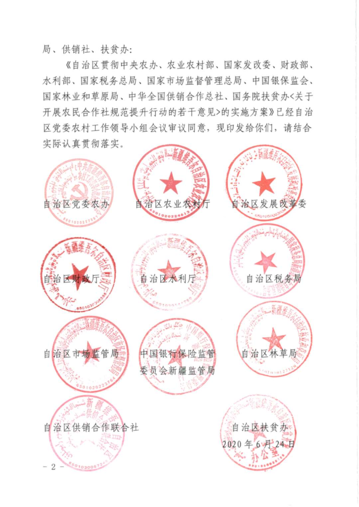 新疆关于印发《关于开展农民合作社规范提升行动的实施方案》的通知