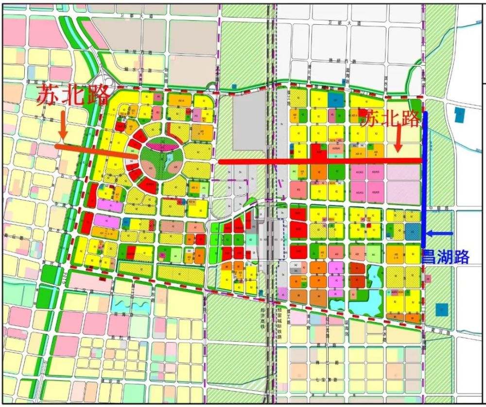 根据濮阳市高铁片区控制性详细规划用地规划图来看看项目位置,红线为