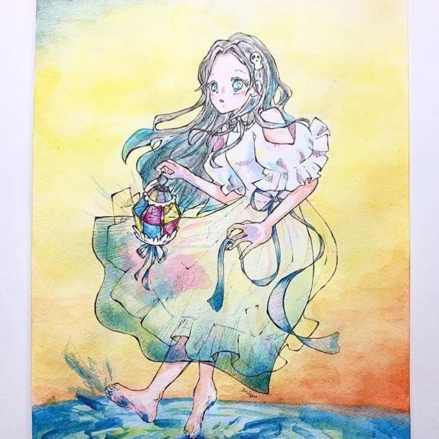 【水彩插画】古风动漫人物上色这个画风太好看了