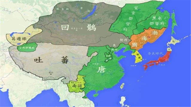 回鹘疆域图回鹘在立国初期,确实忠于大唐王朝,还助唐朝平定安史之乱.