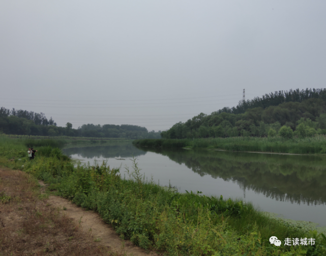 围栏后的温榆河 东沙各庄村外 车辆都停到路边了 下一节继续走