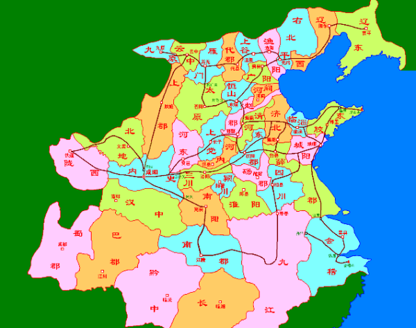 秦的驰道和行政区域划分图