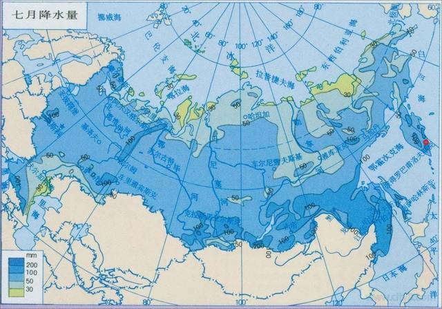 俄罗斯7月降水量分布图