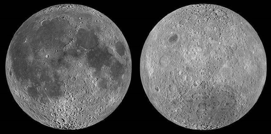 月球正面(左)与背面(右)