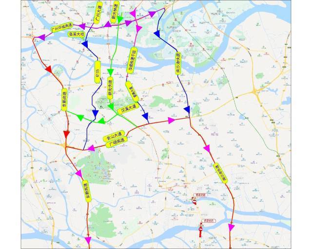 深圳,珠海; (2)广州华南快速干线番禺大道金山大道南沙港快速路南沙