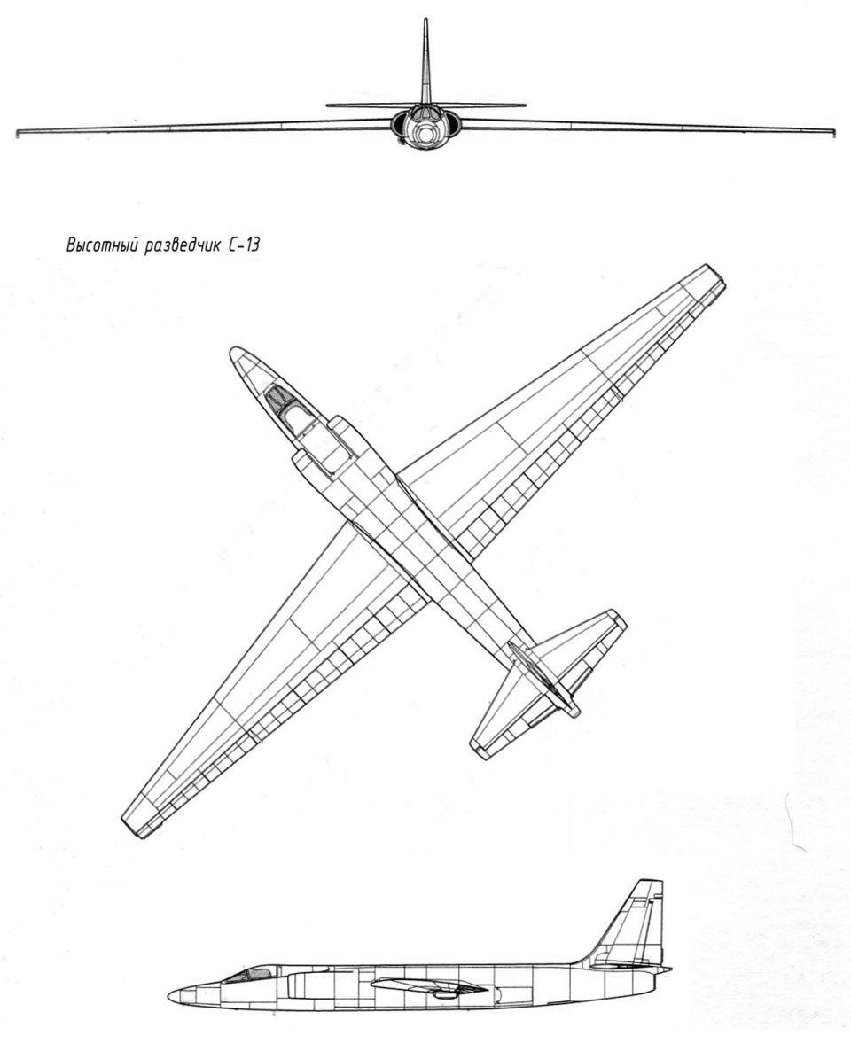 三视图图纸上的"c-13"1961年4月初,别列夫设计局"摸清"了u-2a侦察机的