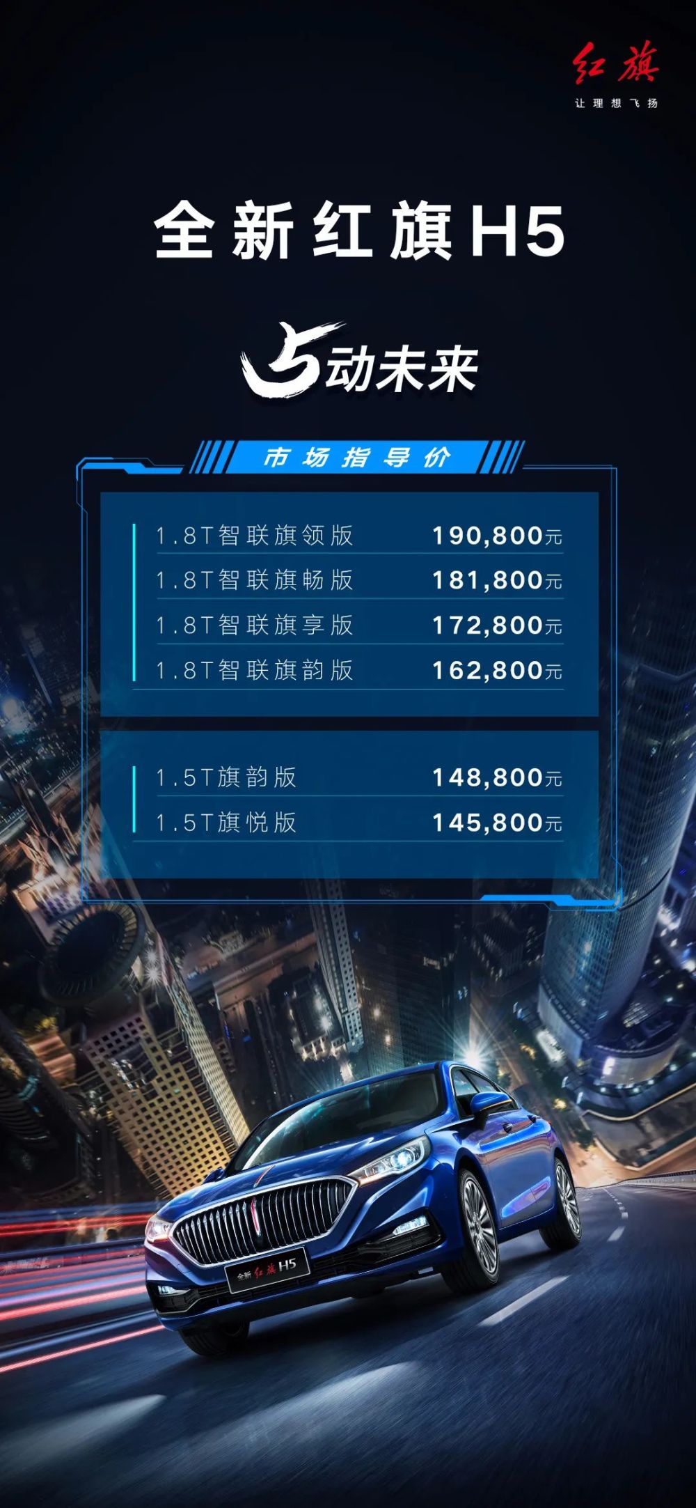 全新红旗h5,5动未来!