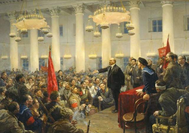 列宁领导十月革命场景绘画