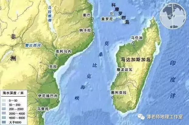 莫桑比克海峡位于非洲东南部的莫桑比克和马达加斯加岛之间,长约1670