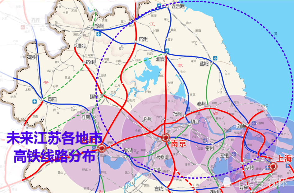 未来江苏省13个地市高铁分布