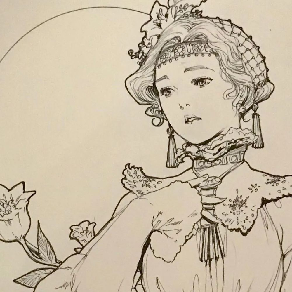 这复古人物线稿太撩人吧