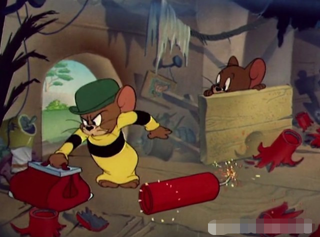 猫和老鼠:看到杰瑞被汤姆拿炮炸,表哥气得直接把爆竹塞到了汤姆嘴里!