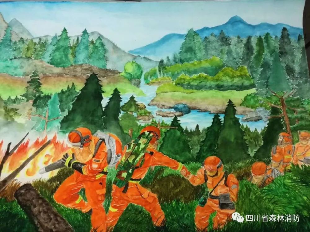 森林消防员张惠泽画笔中的半年总结