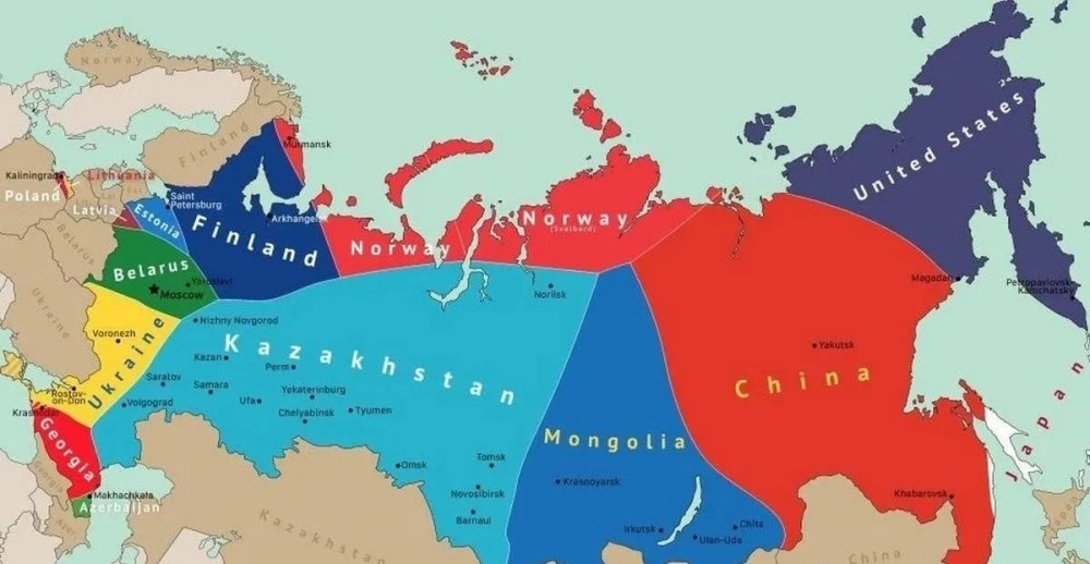 拉脱维亚高官晒图:如果俄罗斯分裂,各国获得多少领土?