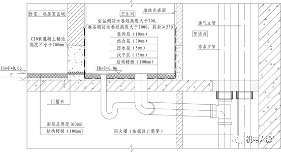 不降板同层与传统降板排水做法详图