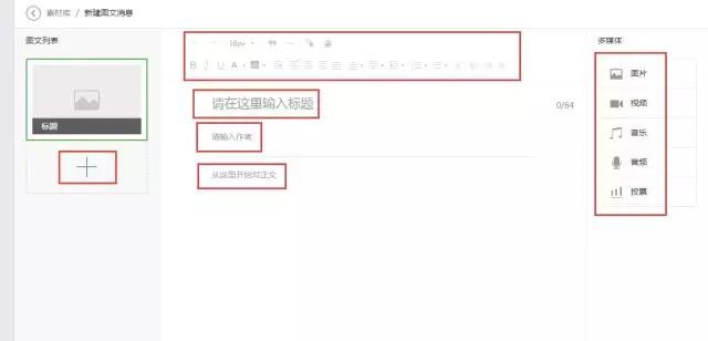 写文字无非这几个方面:标题,作者,正文,配图,音乐,视频,封面图,大家