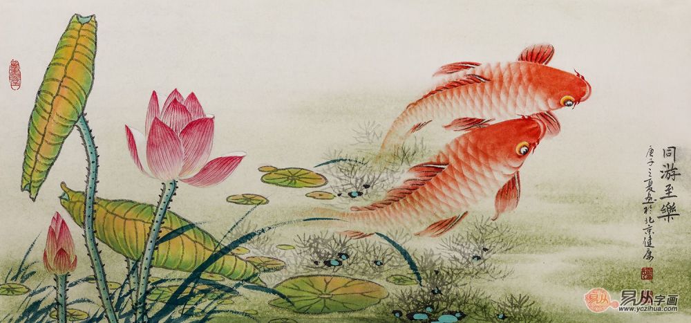 家里挂画有讲究吗 寓意吉祥的荷花鲤鱼图 收藏价值也很高