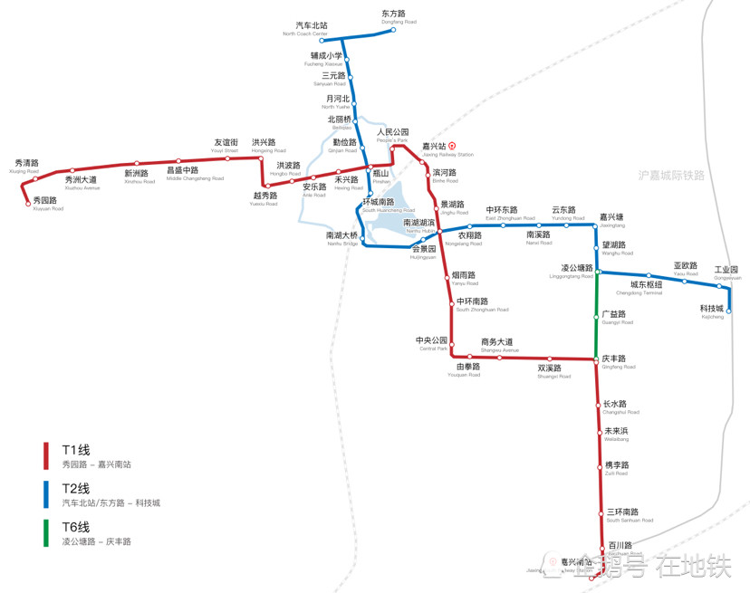 嘉兴有轨电车建设中的线路