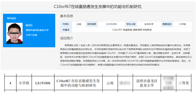小学生研究癌症治疗获全国奖实验中不懂“基因”是啥