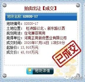 南阳新地王诞生！每亩1186万！就问郑州洛阳服不服？