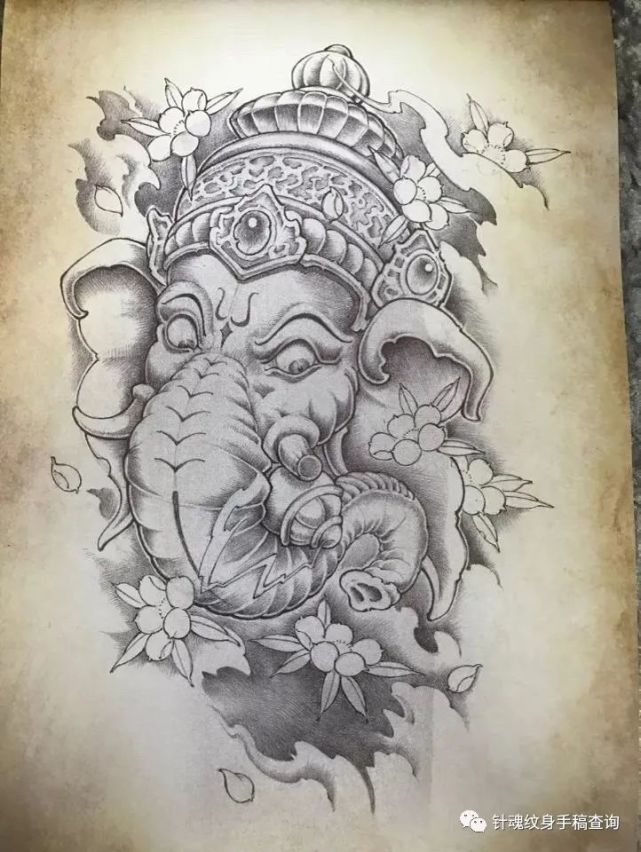 象神纹身手稿
