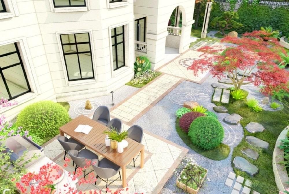 400㎡庭院造园,巧妙融合了欧式中式日式花园风格,美爆