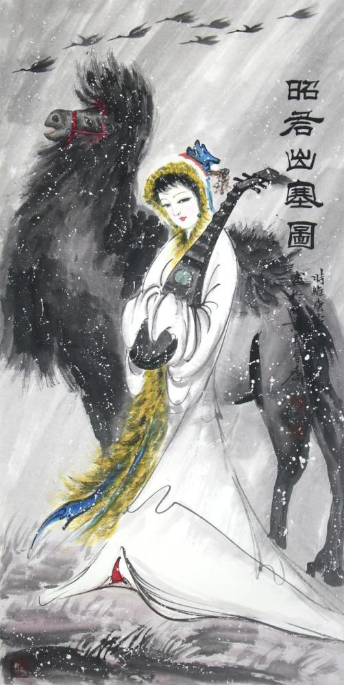 工笔人物《昭君出塞图》-2010年-70×136cm