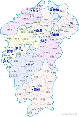 翻看江西省地图,各种奇怪的区划尤其以赣东北上饶鹰潭景德镇三市为最