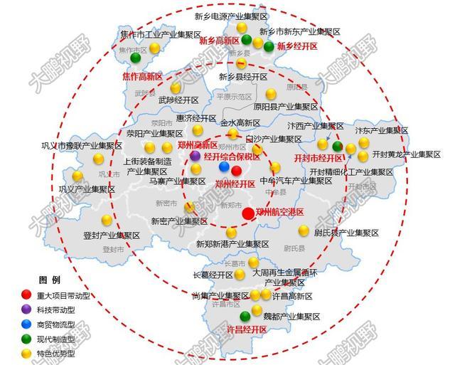 焦作市重点产业园区分布图 五, 5大园区类型