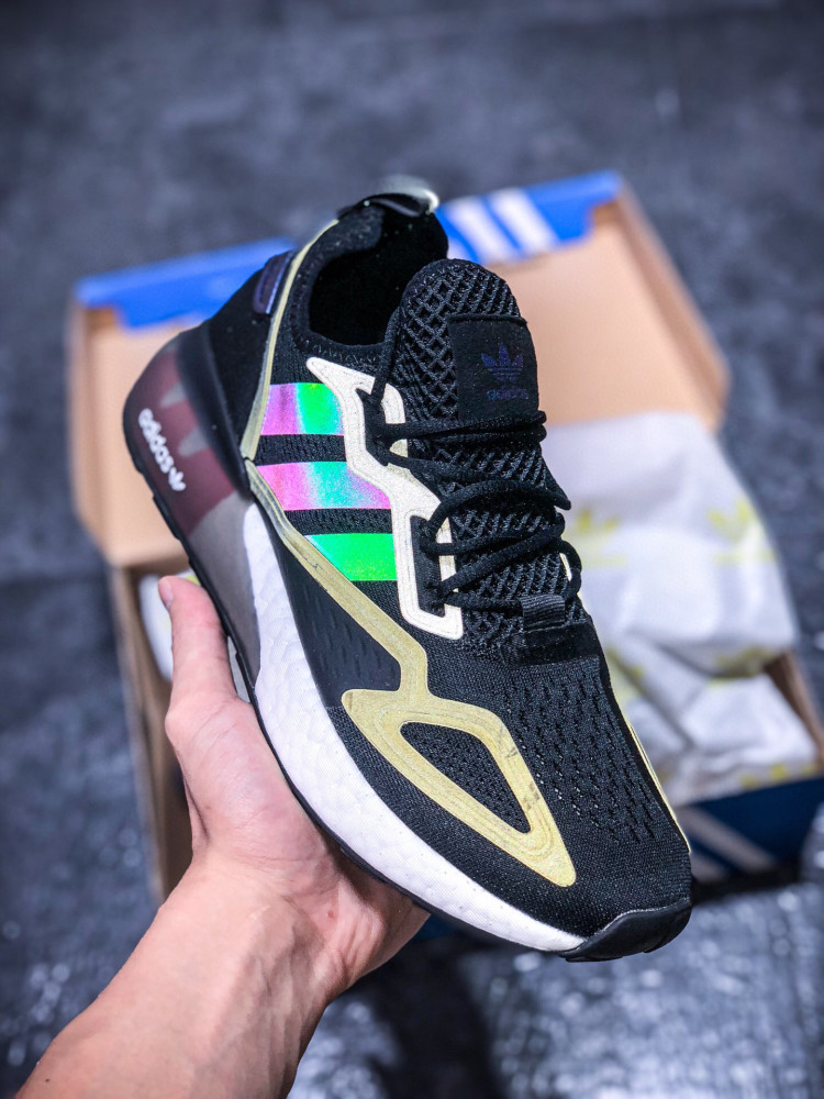 阿迪达斯 adidas zx 2k boost 电光紫镭射街头经典跑鞋