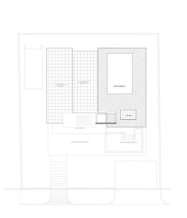 屋顶平面图,带有天窗.