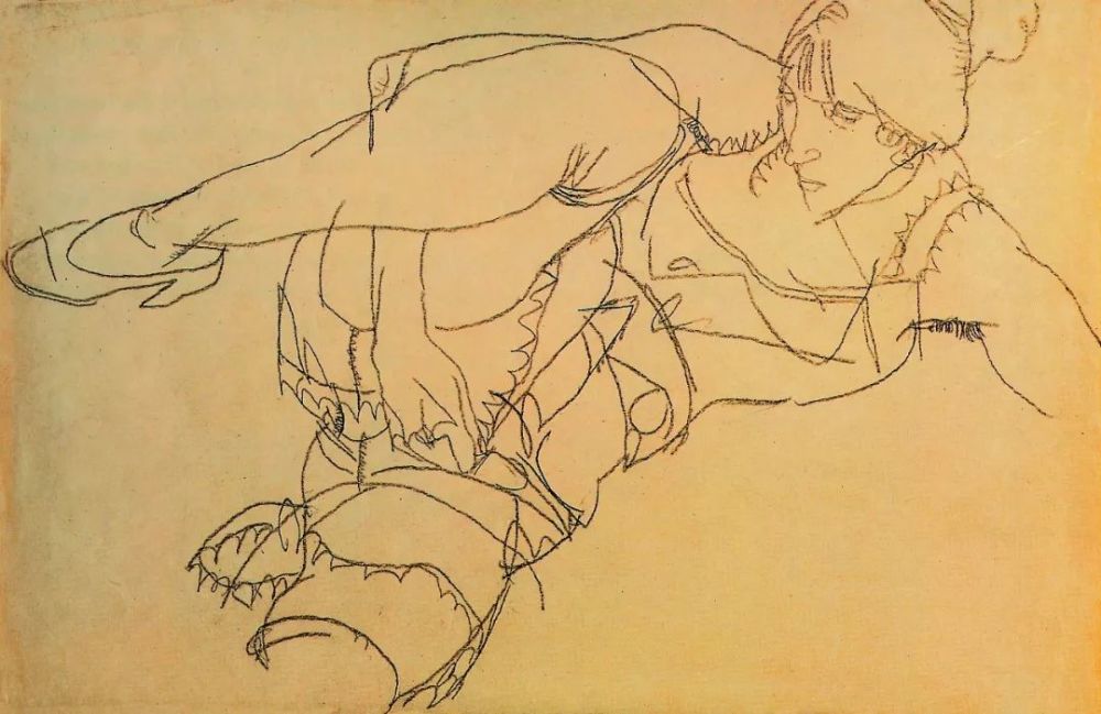 埃贡·席勒的素描,诡异而激烈的画面