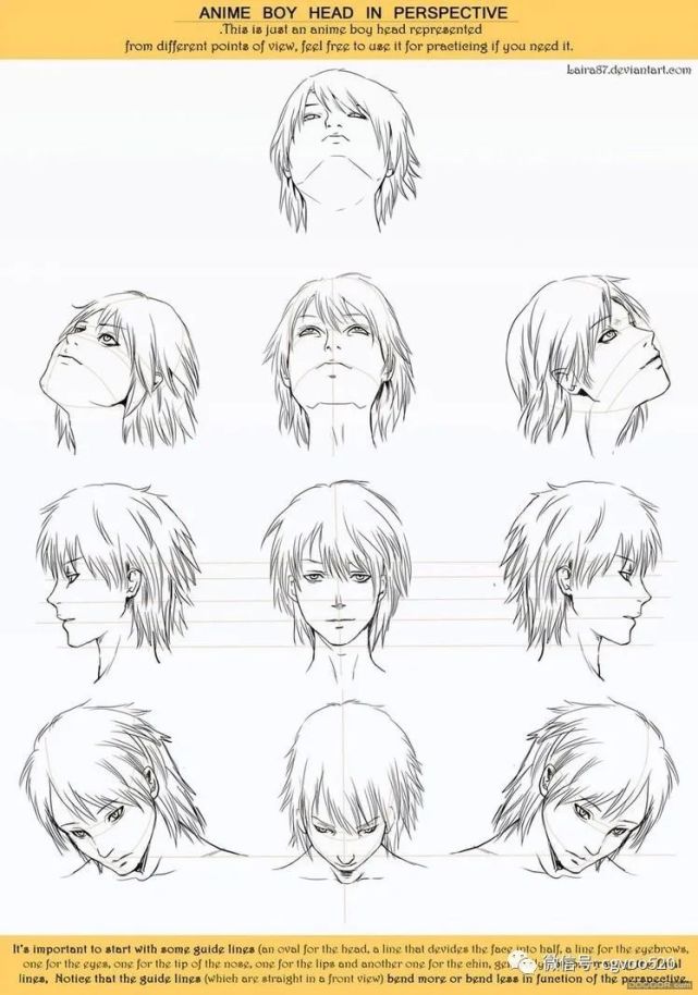 绘画基础素材:头部多角度绘制教程