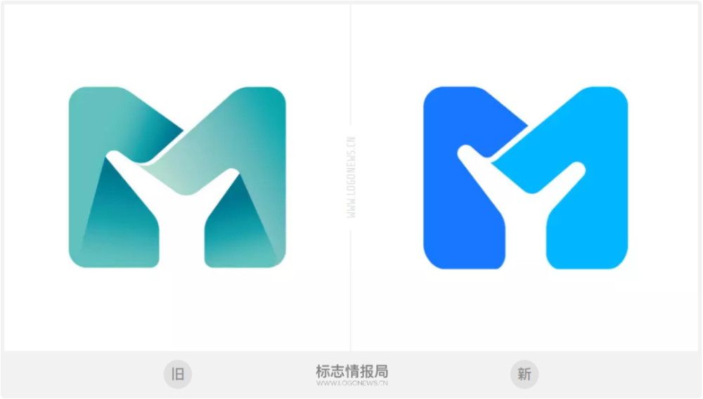 新版logo直接采用了图形和中文名称的组合,下方的英文名称「mybank」