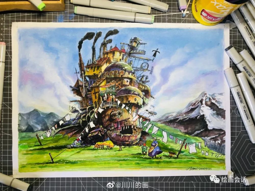 马克笔风景街景手绘设计作品