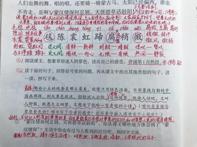 语文《草原》,看资深教师手写笔记,学生看了表示很有用